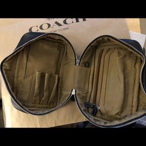 COACH Black leather toiletries bag